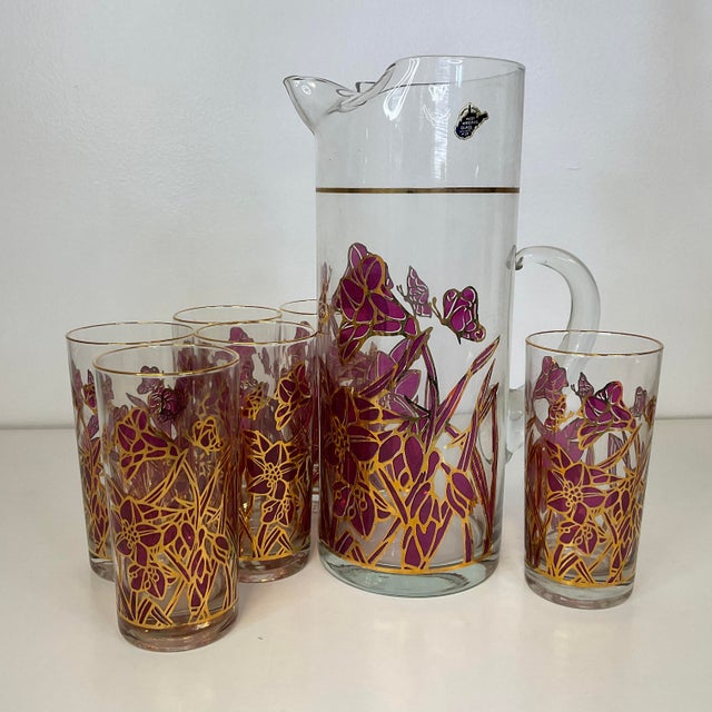 1960s Vintage Hollywood Regency Tom Collins Pitcher Set, West Virginia