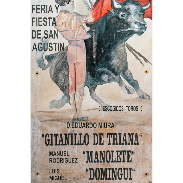 Historic Hand-Painted Manolete's Final Bullfight Sign, 1947 For Sale - Image 4 of 10