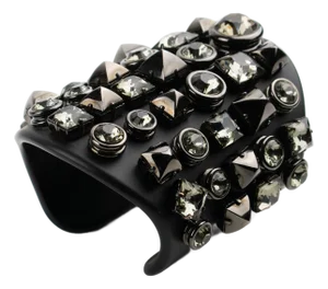 Gucci Black Plexiglass and Crystal Jeweled Cuff Bracelet, 2013 Runway Collection