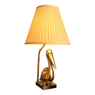 Vintage Maison Charles–Style Brass Pelican Table Lamp, Circa 1970s For Sale