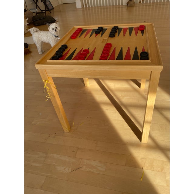 1990s Contemporary Natural Wood Backgammon Table For Sale - Image 4 of 7