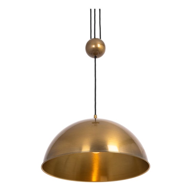 Adjustable Counterweight Dark Brass Posa Pendant from Florian Schulz, Germany, 1970s For Sale