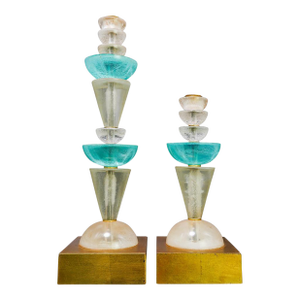 1970's Acrylic and Metal Candleholders by Hivo Van Teal- A Pair