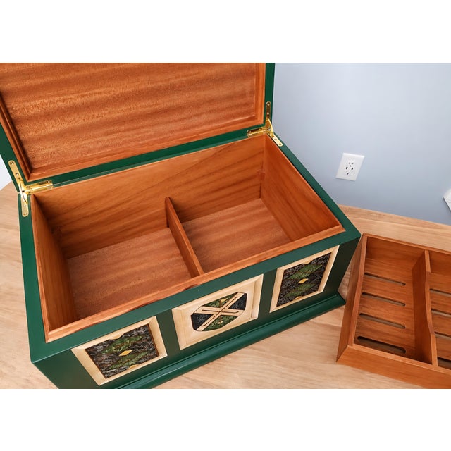Vintage Golf Motif Cedar Desktop Tabletop Humidor Storage For Sale - Image 9 of 9