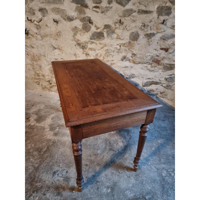 Brown French Oak Writing Desk with Two Drawers, 1920s For Sale - Image 8 of 18