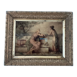 Attributed to Diana Coomans – “Le Messager De L'Amour” (1890) – Reverse Glass Artwork, Signed