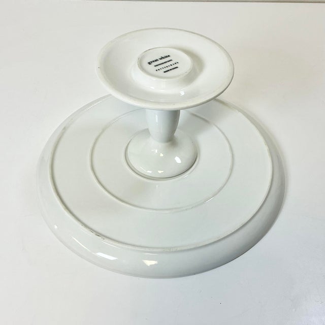 White Minimalist Americana French Style Pottery Barn Le Blanc Porcelain Cake Stand. For Sale - Image 8 of 8