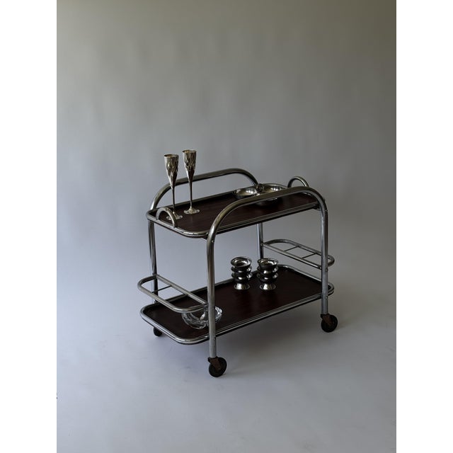 Modern Modern Steel Bar Cart by Robert Mallet-Stevens, 1930s For Sale - Image 3 of 14