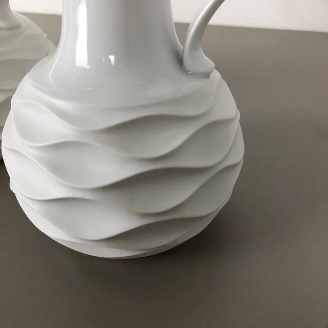 Op Art Biscuit Porcelain Jug Vases from Edelstein Bavaria, Germany, 1970s, Set of 2 For Sale - Image 9 of 14