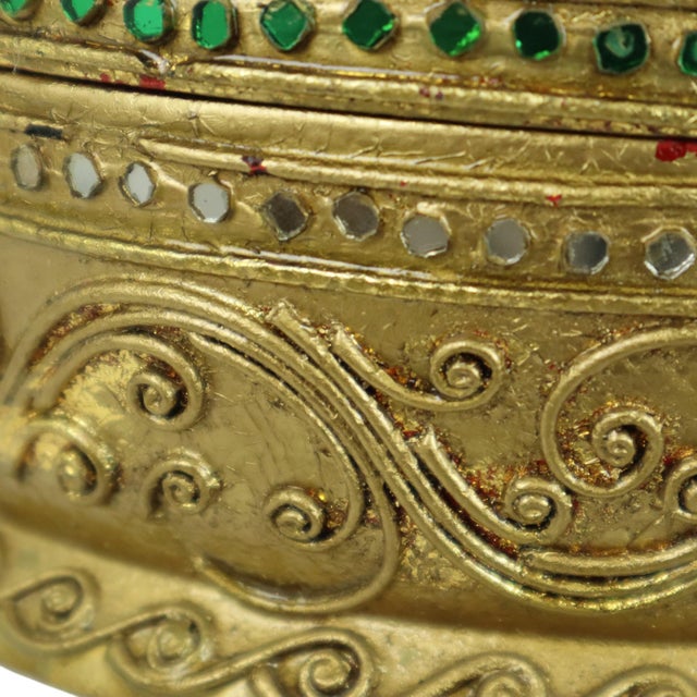 Gold Large Golden Wooden Offering Bowl, 1950s For Sale - Image 8 of 13