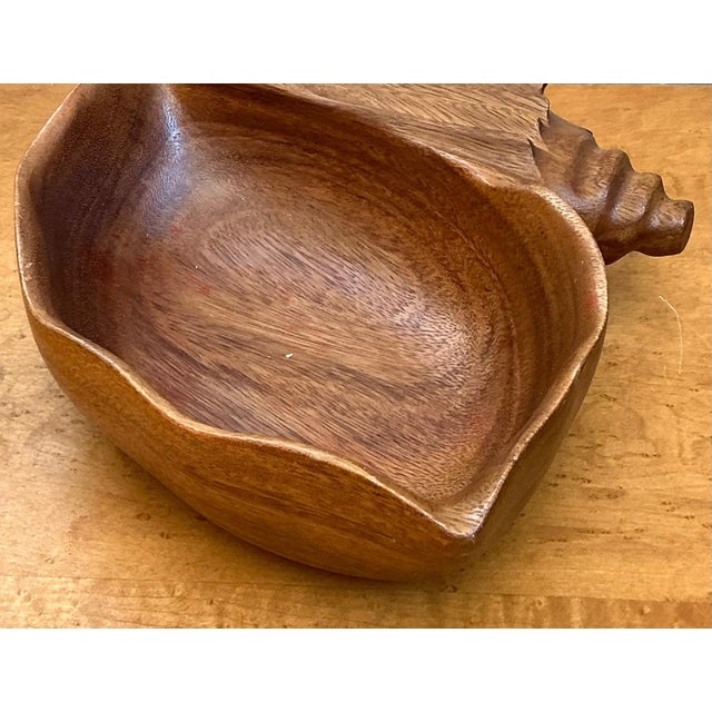 Mid 20th Century Vintage Carved Wood Shell Bowl For Sale - Image 5 of 16