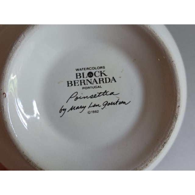 Vintage Christmas Holiday Ceramic "Poinsettia" Coffeepot and Candy Basket by Block, Portugal 1982 For Sale - Image 4 of 7