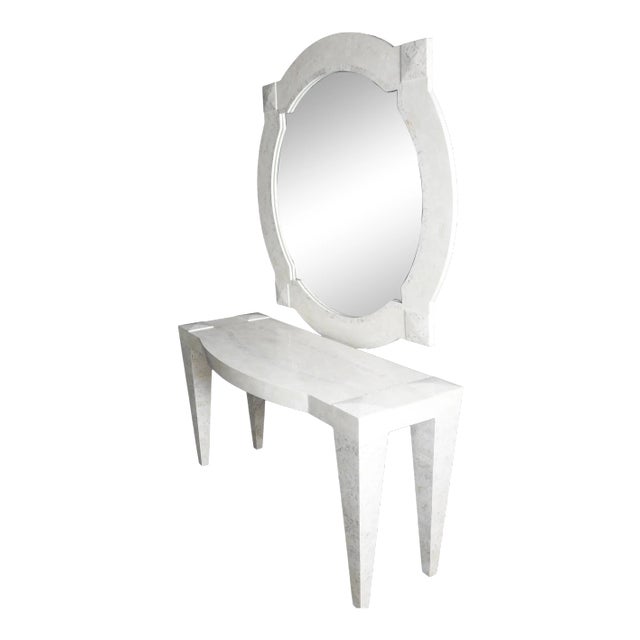 Maitland Smith Tesselated Marble Console & Mirror - 2 Pieces For Sale