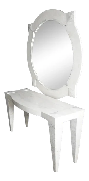 Maitland Smith Tesselated Marble Console & Mirror - 2 Pieces