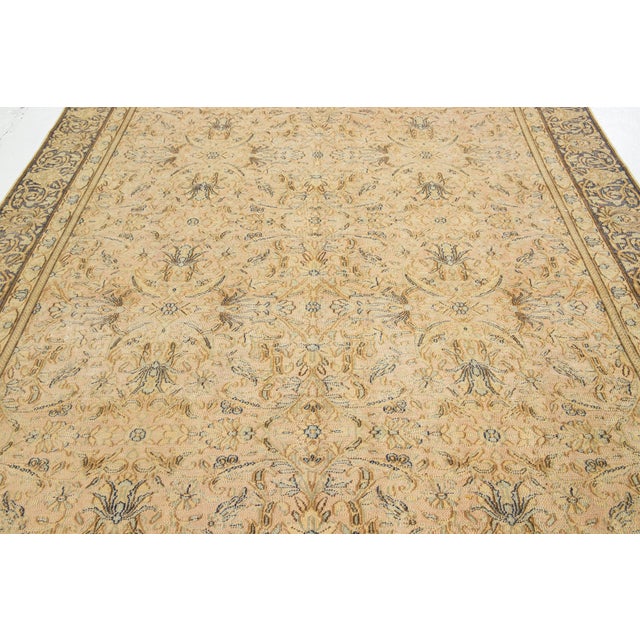 Antique Beige and Peach Tabriz Designed Wool Rug From the 1920s For Sale - Image 9 of 10