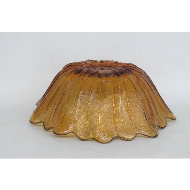Indiana Glass Co Amber Carnival Glass Sunflower Bowl Scalloped Petal Rim 5017b For Sale In Miami - Image 6 of 11
