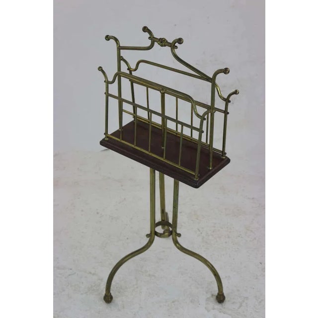 Wood 19th Century Edwardian Brass Walnut Canterbury Magazine Holder with Provenance For Sale - Image 7 of 8
