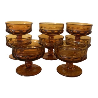 Vintage Indiana Colony Amber Crown Footed Dessert Cups- Set of 8 For Sale