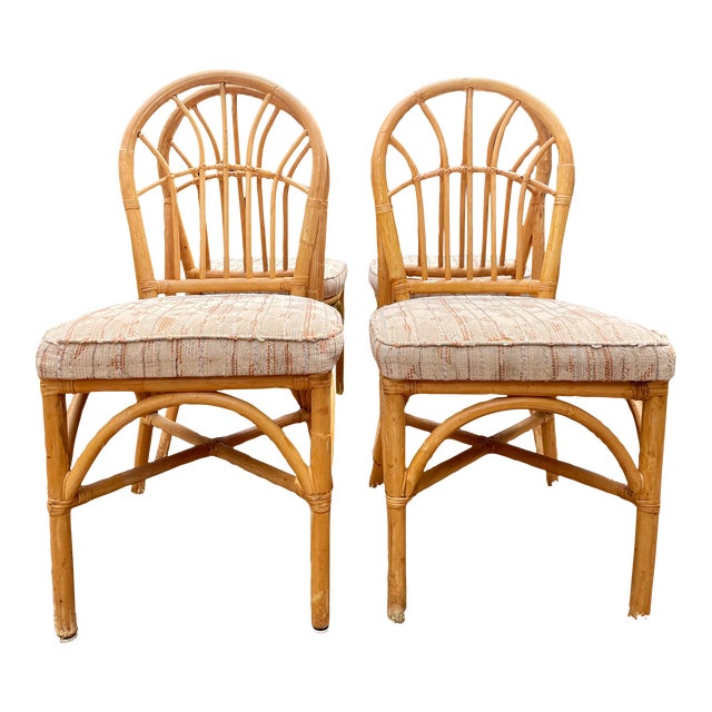 Vintage Rattan Dining Chairs Set of 4 Chairish