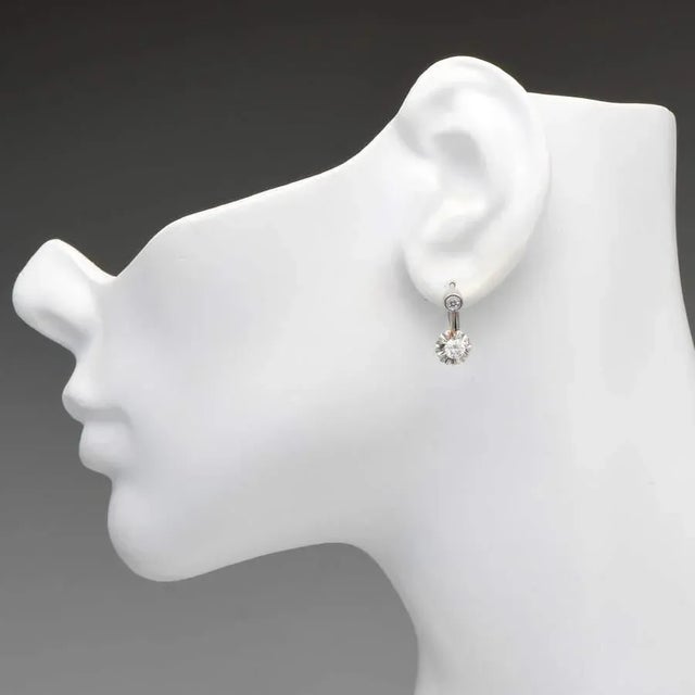 Contemporary 14KW Vintage Diamond(0.80) Buttercup Drop Earrings, 2 pieces For Sale - Image 3 of 3