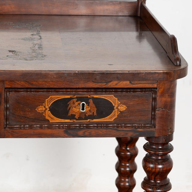 19th Century Inlaid Mahogany Ladies Writing Desk, Denmark For Sale - Image 9 of 11