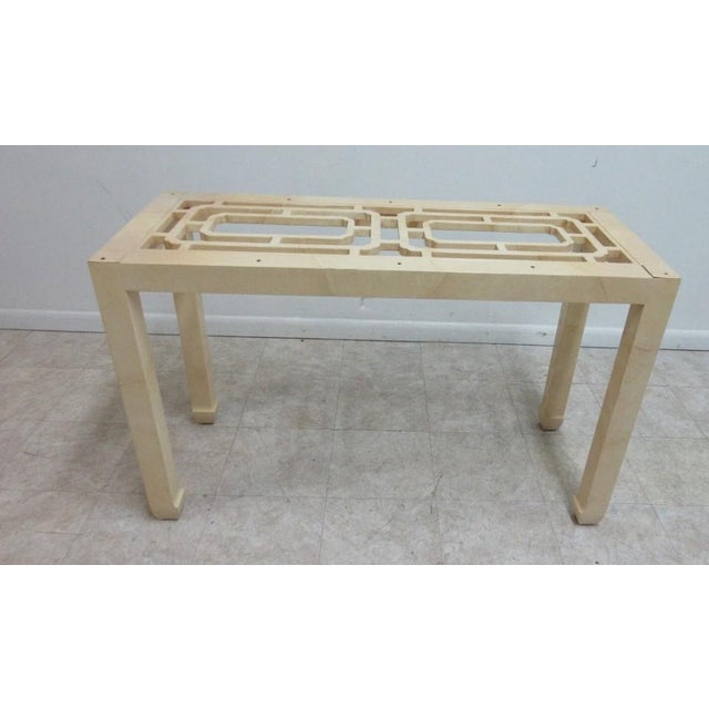 Vintage Henredon Faux Goatskin Pan Asian Campaign Dining Room Conference Table For Sale - Image 11 of 12