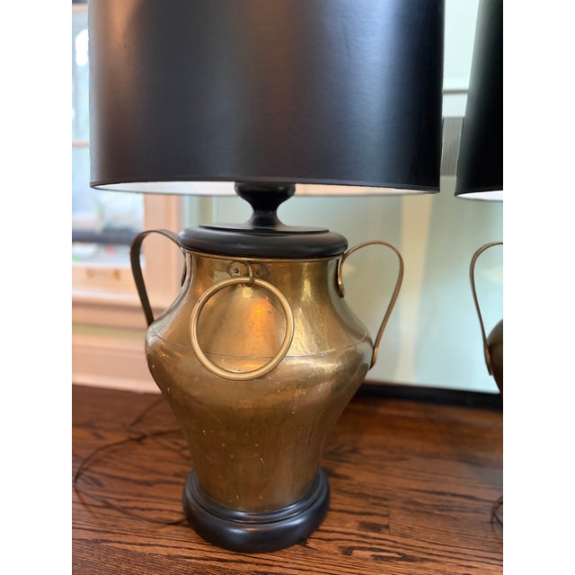 Mid 20th Century Pair of Large Brass Table Lamps For Sale - Image 9 of 11
