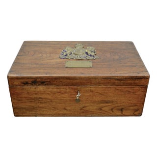 19th Century English Brass Mounted Mahogany Box For Sale
