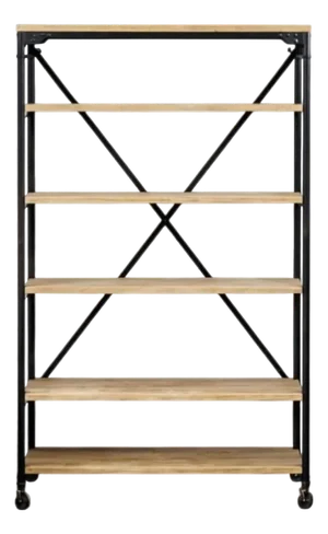 Bramble | Mercantile Book Rack 71" | Handcrafted Solid Wood Industrial Bookcase