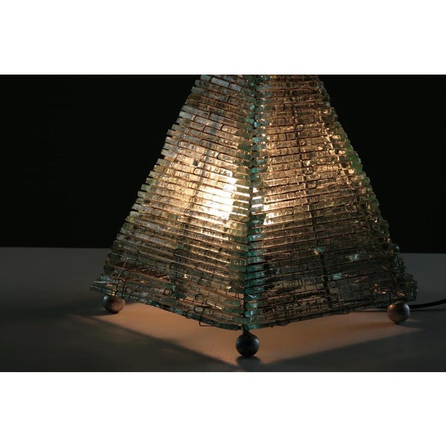 Glass & Metal Pyramid Table Lamp, 1970s For Sale - Image 14 of 15