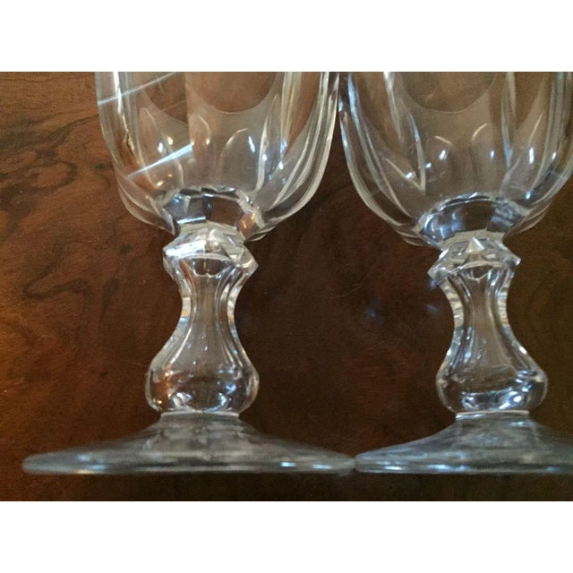Glass 19th Century American Glass Cut Crystal Wine Goblets - A Pair For Sale - Image 7 of 11