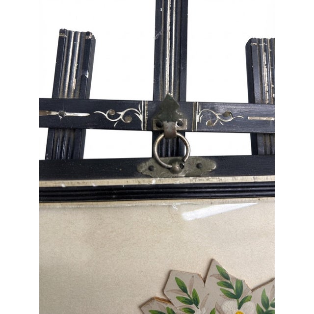 Black Circa 1850 Victorian Ebonized Tabletop Easel Frame With Faux-Inlay Painted Enamel For Sale - Image 8 of 9