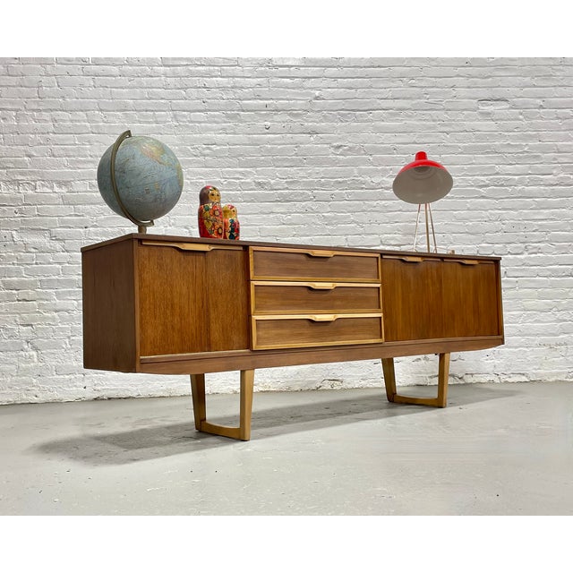 Extra Long Mid Century Modern Danish Teak Square Leg Credenza, C. 1960's For Sale - Image 4 of 17