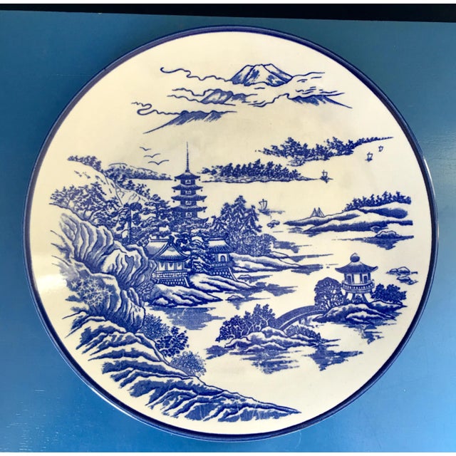 1980s Vintage Chinoiserie Ceramic Plate For Sale - Image 10 of 10