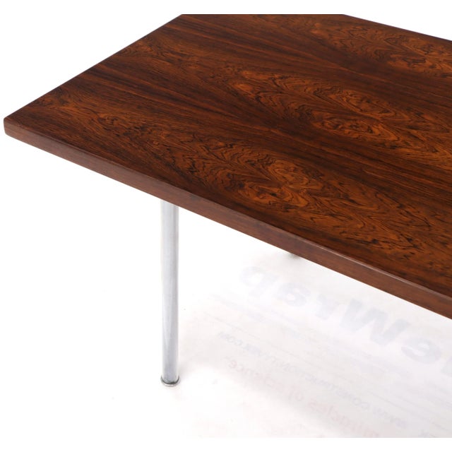 Hans Wegner Signed Rosewood Coffee Table on Chrome Cylinder Legs For Sale - Image 6 of 11