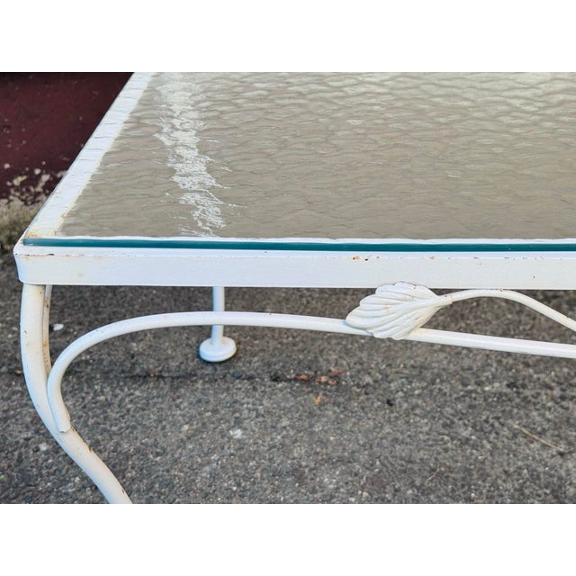 Vintage 1960s White Wrought Iron Glass Top Coffee Table For Sale - Image 9 of 9
