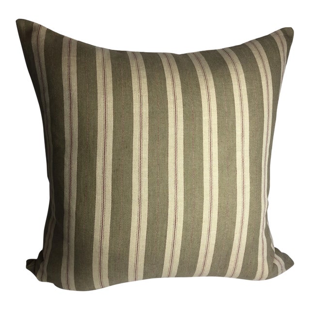 Rogers and Goffigon Woven Stripe Linen Pillow Cover For Sale
