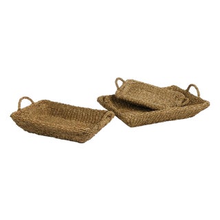 Seagrass Trays With Handles, Set Of 3 For Sale