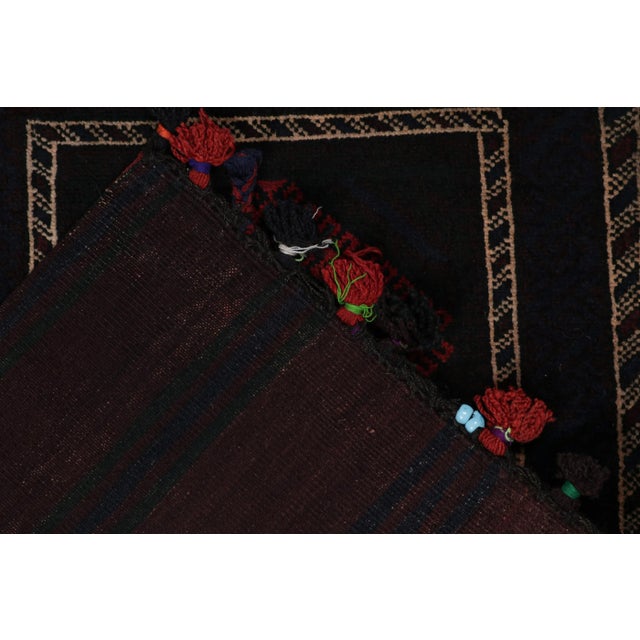 Textile Rug & Kilim’s Baluch Scatter Rug in Dark Purple, Red and Blue Geometric Patterns For Sale - Image 7 of 8