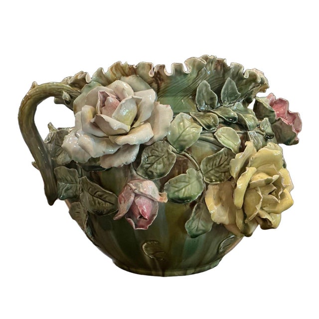 French Circa 1900 Majolica Jardiniere For Sale - Image 3 of 18