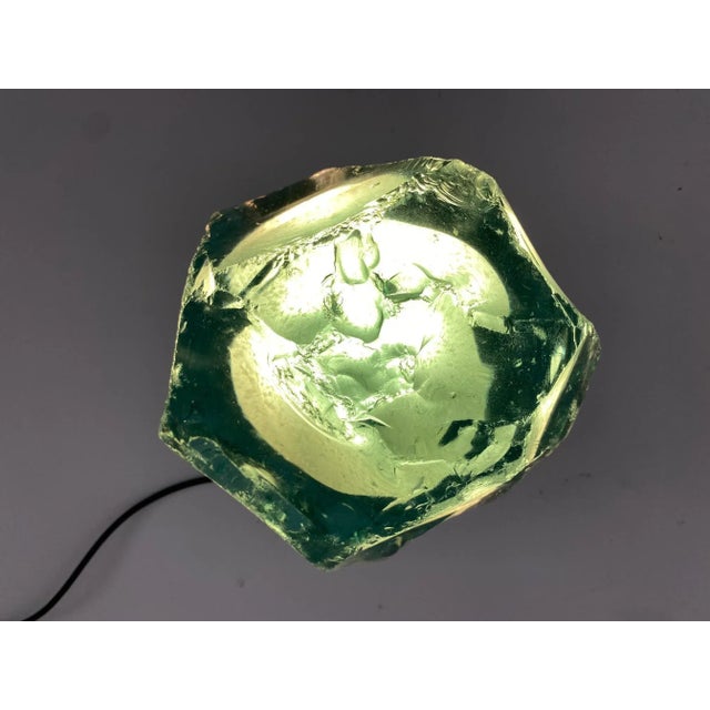 Green Vintage Table Lamp in Saint Gobain Glass in the style of Max Ingrand, 1960s For Sale - Image 8 of 9