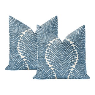 22" Sapphire Musgrove Chenille Pillows - A Pair For Sale