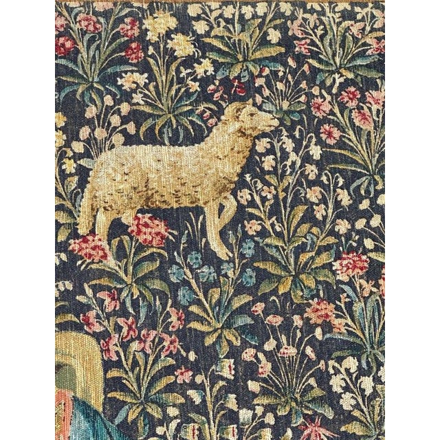 French Aubusson Style Screen Printed Hand Tapestry, 1960s For Sale - Image 10 of 18