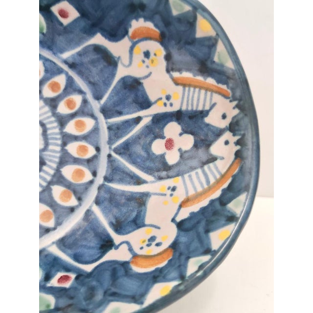Italian Blue Hand-Painted Ceramic Bowl, 1950s For Sale - Image 12 of 14