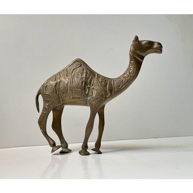 Vintage Holy Land Camel Figurine in Etched Brass, 1970s For Sale - Image 3 of 9