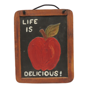 Vintage Red & Black Primitive Chalkboard Art "Life Is Delicious"