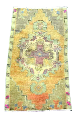 Vintage Medallion Design Turkish Tribal Rug