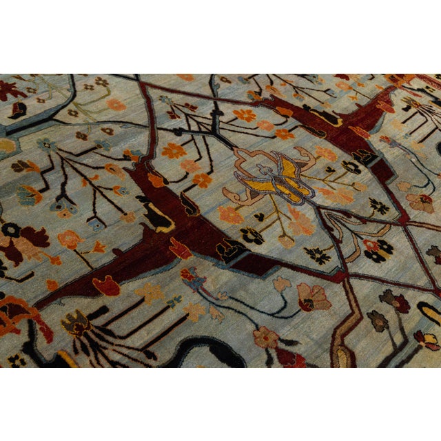 9x12 Modern Persian Bidjar Style Hand-Knotted Wool Rug Mirrored Arboreal Motif For Sale - Image 10 of 11