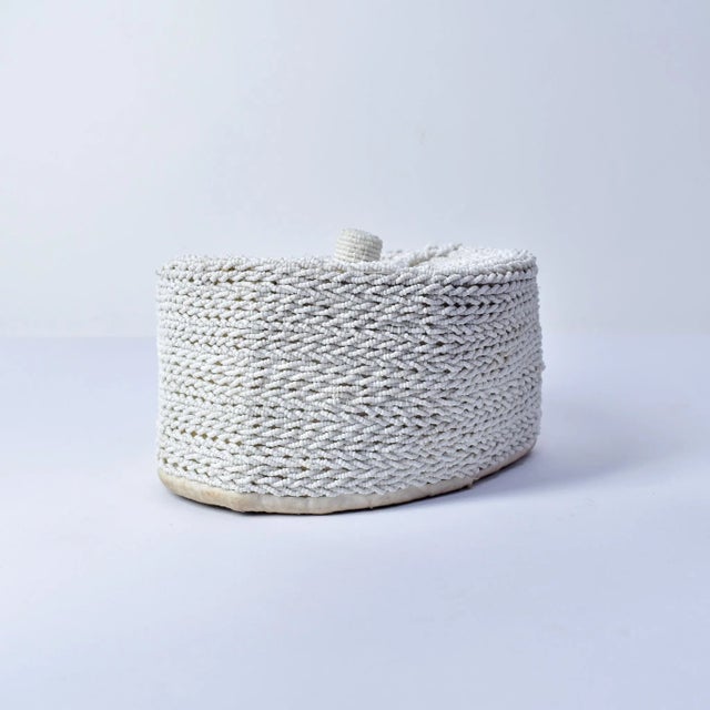 Vintage African White Beaded Hat Nigeria For Sale - Image 11 of 13