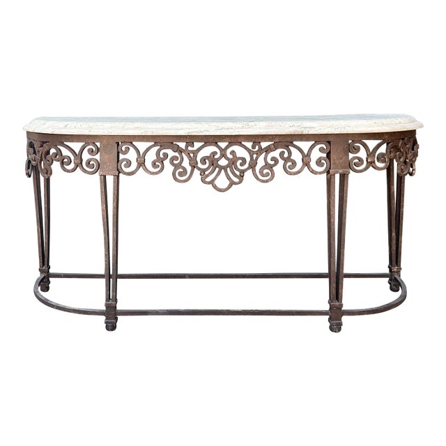 Vintage Wrought Iron Console Table For Sale